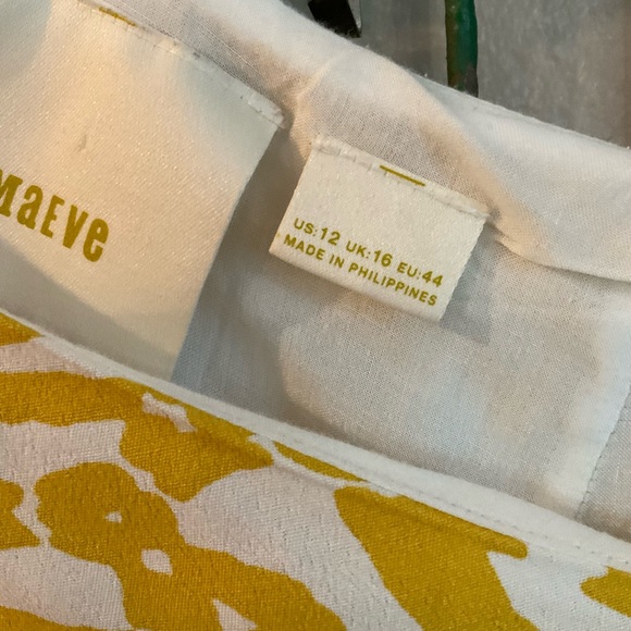 Anthropologie Maeve Yellow White Goldenrod Britany  Jumpsuit Sz12 EUC - Picture 8 of 9